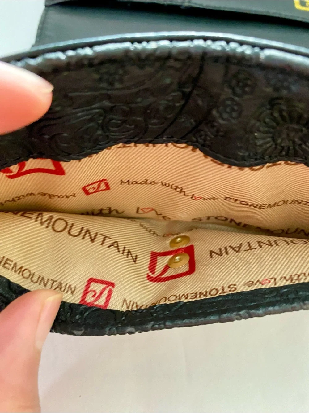 Stone Mountain  Embossed Leather Wristlet Wallet with Gold Hardware